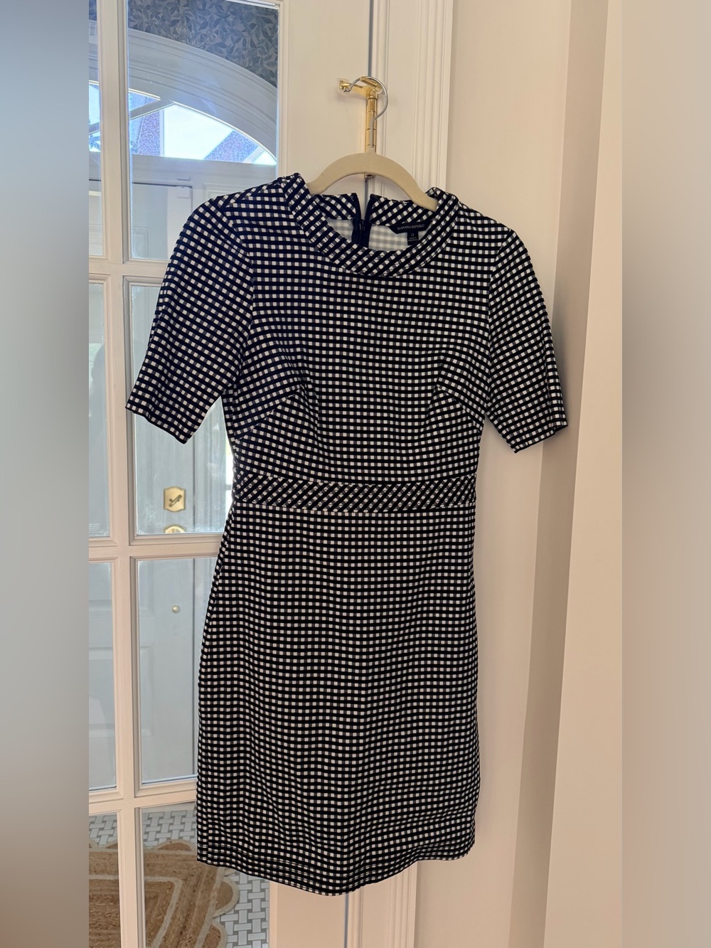 Banana Republic Black and White Gingham Midi Dress